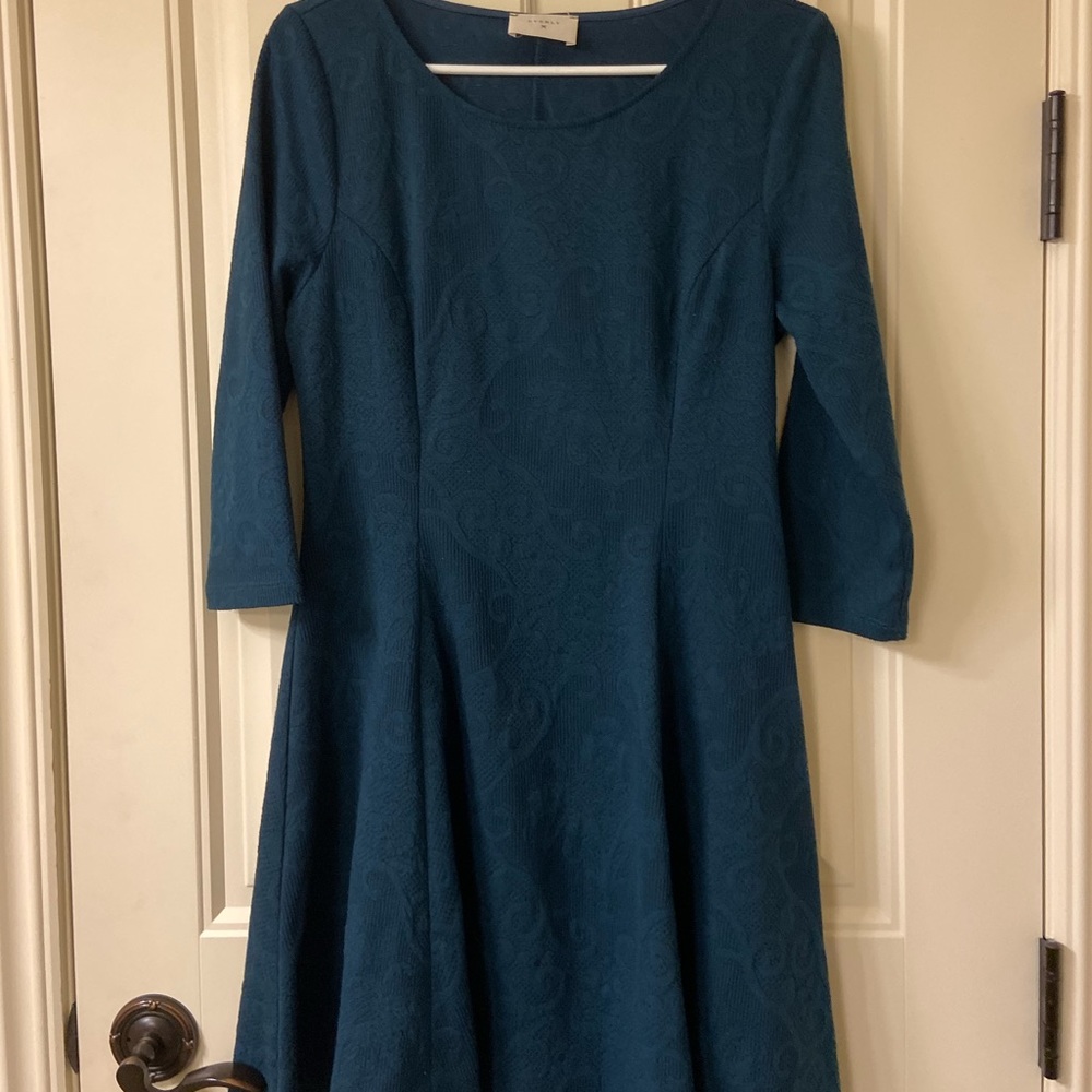 Everly Teal 3/4 sleeve dress